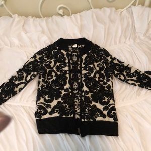 Venus black and white floral zipper up jacket